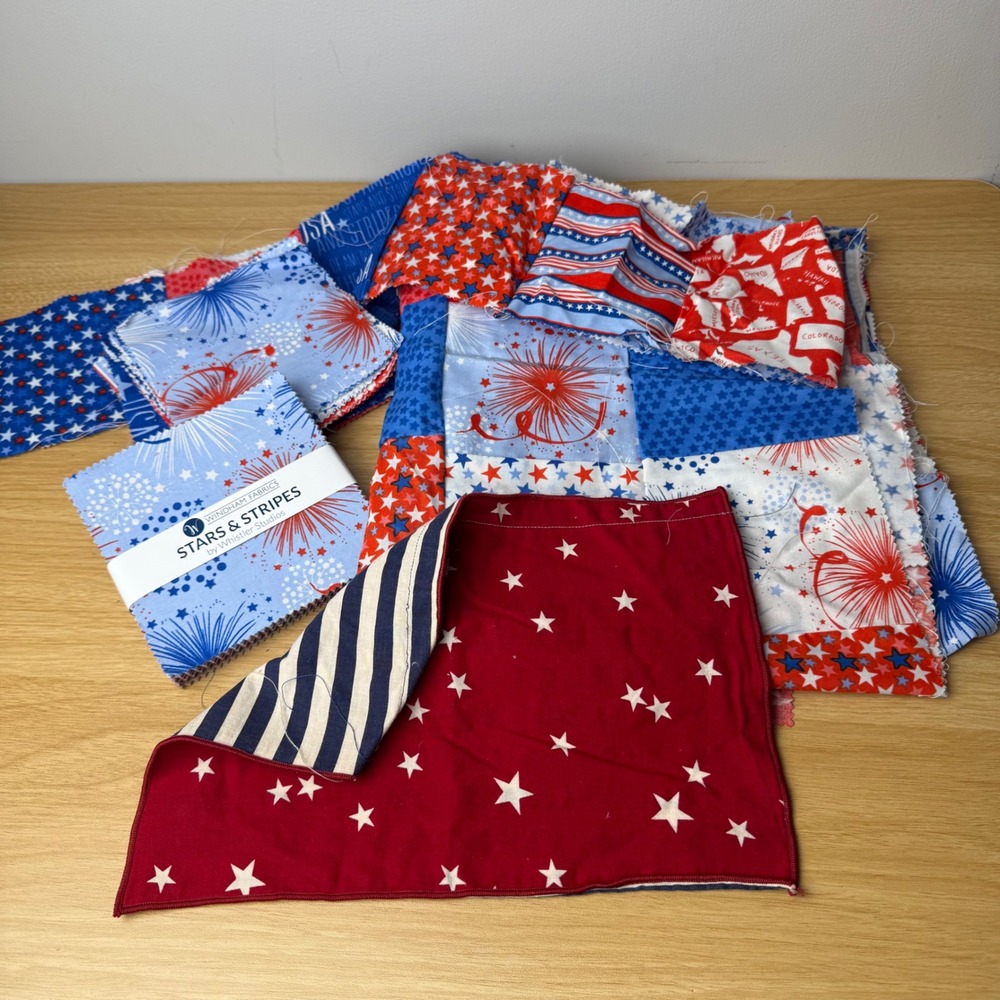 Windham Fabrics‎ Stars & Stripes Fabric Bundle 5in Charm Pack Red White Blue